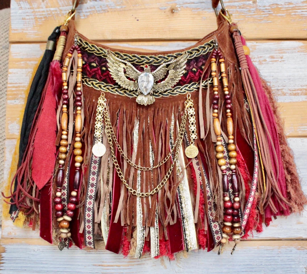 Bolso bandolera o bandolera con borlas y flecos - Festival Vegan Suede Leather | Etsy (ES)