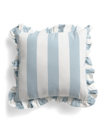 Cabana Striped Ruffle Indoor And Outdoor Pillow, Polyester | TJ Maxx