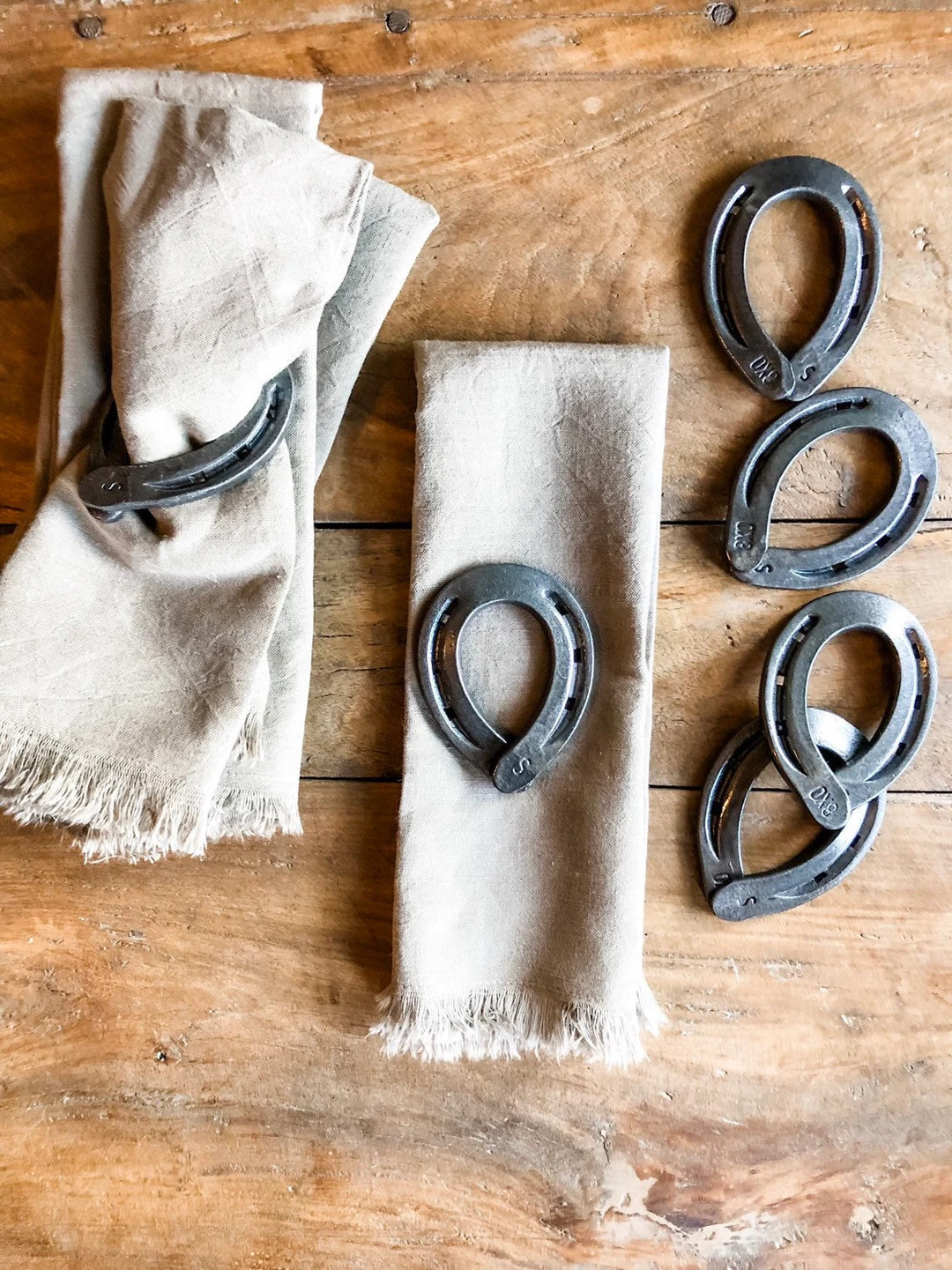 Iron Horseshoe Napkin Rings by Farrier, Kraig Milam. Equestrian Tabletop Style and Decor. Farmhou... | Etsy (US)
