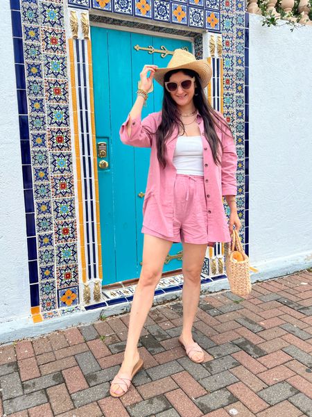 Summer outfit. This 2 piece set is such a cute travel outfit. I wore it for a day exploring the island here in Galveston. My sandals are a must too. I’ve had them for years! I’m ready to get them in white too. 

#LTKSeasonal #LTKTravel #LTKFindsUnder50