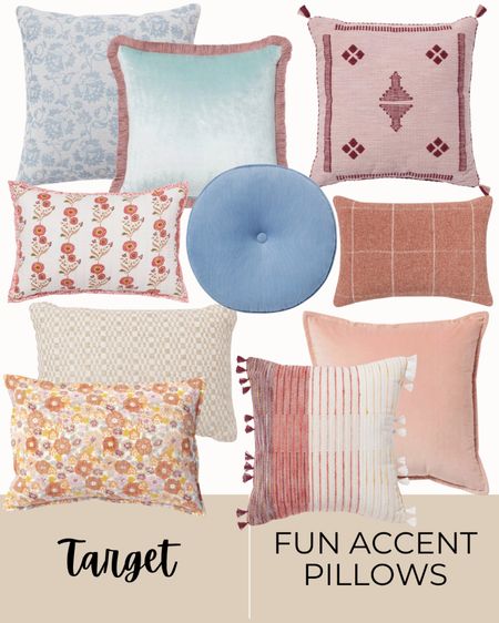 Target fun accent pillows, target home, threshold home, throw pillows, colorful home, floral, pink, peach, red, blue, beige 

#LTKFindsUnder50 #LTKHome #LTKStyleTip