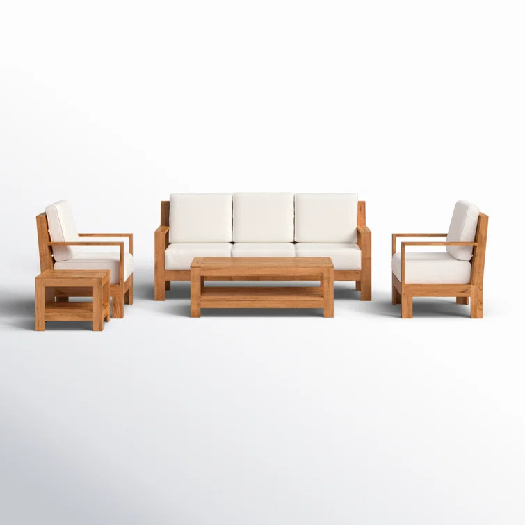 Bogota 5 - Person Teak Seating Group with Sunbrella Cushions | Wayfair North America