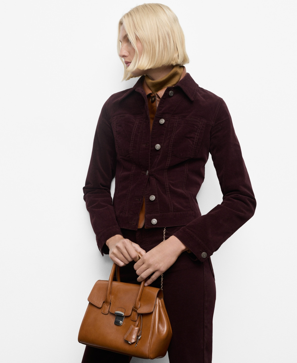 Mango Women's Seam Detail Velvet Bomber Jacket - Wine | Macy's