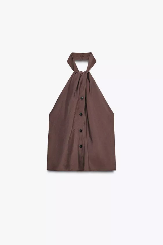 KNOTTED HALTER WAISTCOAT TOP | Zara US