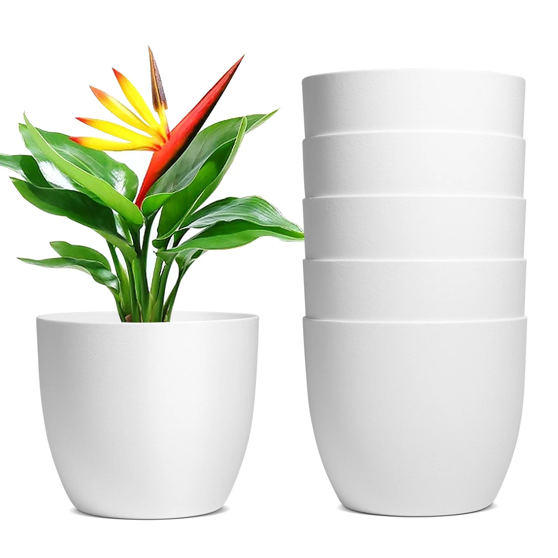 T4U Modern Self Watering Plastic Plant Pots, Modern Decorative Flower Pot, 6 inches, White, Set o... | Walmart (US)