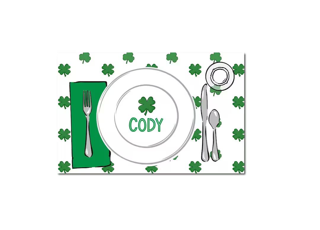 Personalized placemat, St Patricks Day placemat, Personalized placemat for kids, laminated placem... | Etsy (US)