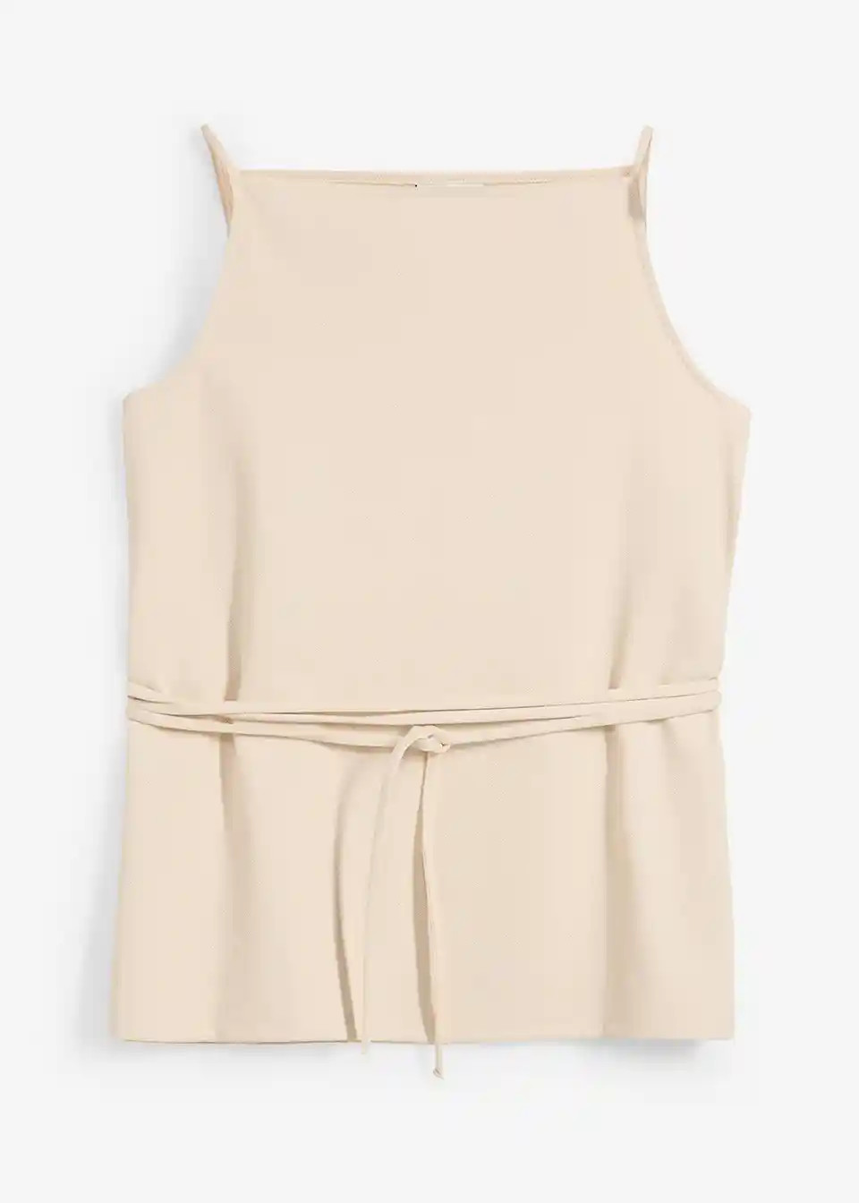 \u00c4rmelloses Top mit schmalem Tailleng\u00fcrtel aus Piqu\u00e9 - beige | Bonprix DE