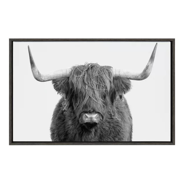 23" x 33" Sylvie Highland Cow Portrait Framed Canvas by Amy Peterson Gray - Kate & La... | Target