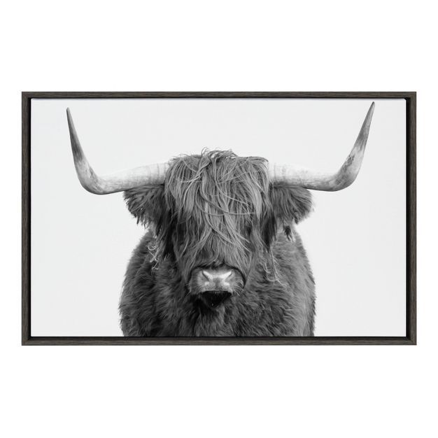 23" x 33" Sylvie Highland Cow Portrait Framed Canvas by Amy Peterson Gray - Kate & Laurel All Thi... | Target