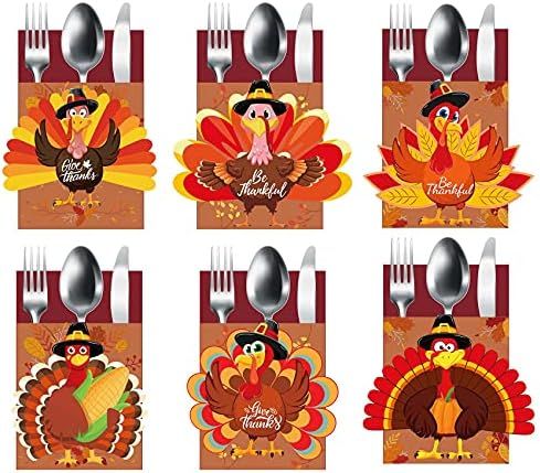 Thanksgiving Cutlery Holder Set 24PCS Thanksgiving Table Decor Set Thanksgiving Table Setting Dec... | Amazon (US)
