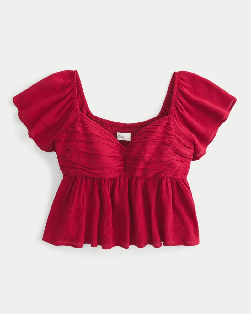 Ruched Babydoll Top | Hollister (US)