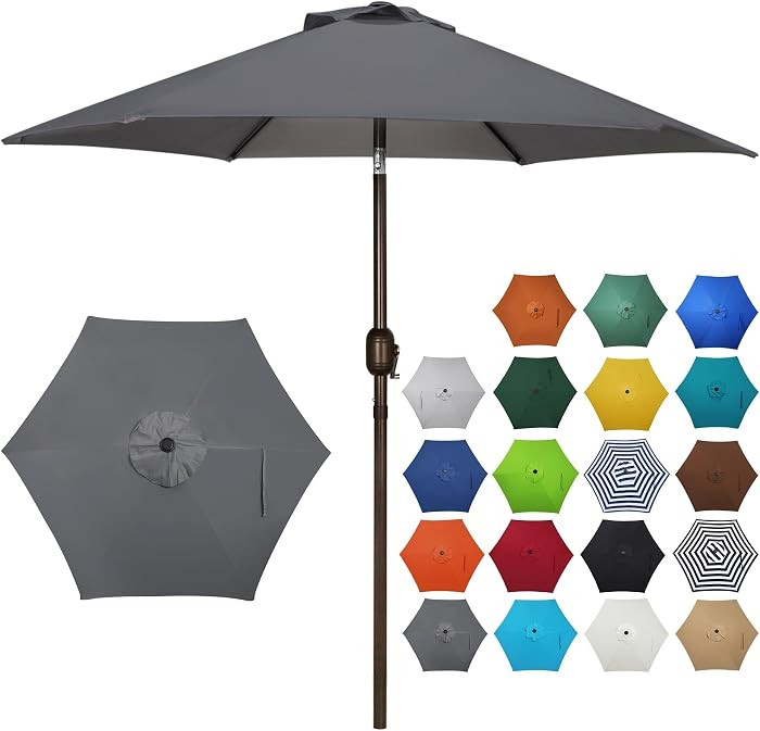 Blissun 7.5 ft Patio Umbrella, Yard Umbrella, Outdoor Market Umbrella with Push Button Tilt Crank... | Amazon (US)