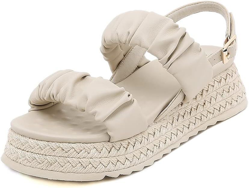 Arromic Women's Platform Sandals for Summer Dressy Comfortable Soft Leather Adjustable Buckle Ank... | Amazon (US)