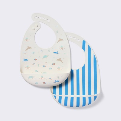 Silicone Bibs - 2pk - Sea Creatures and Stripes - Cloud Island™ | Target