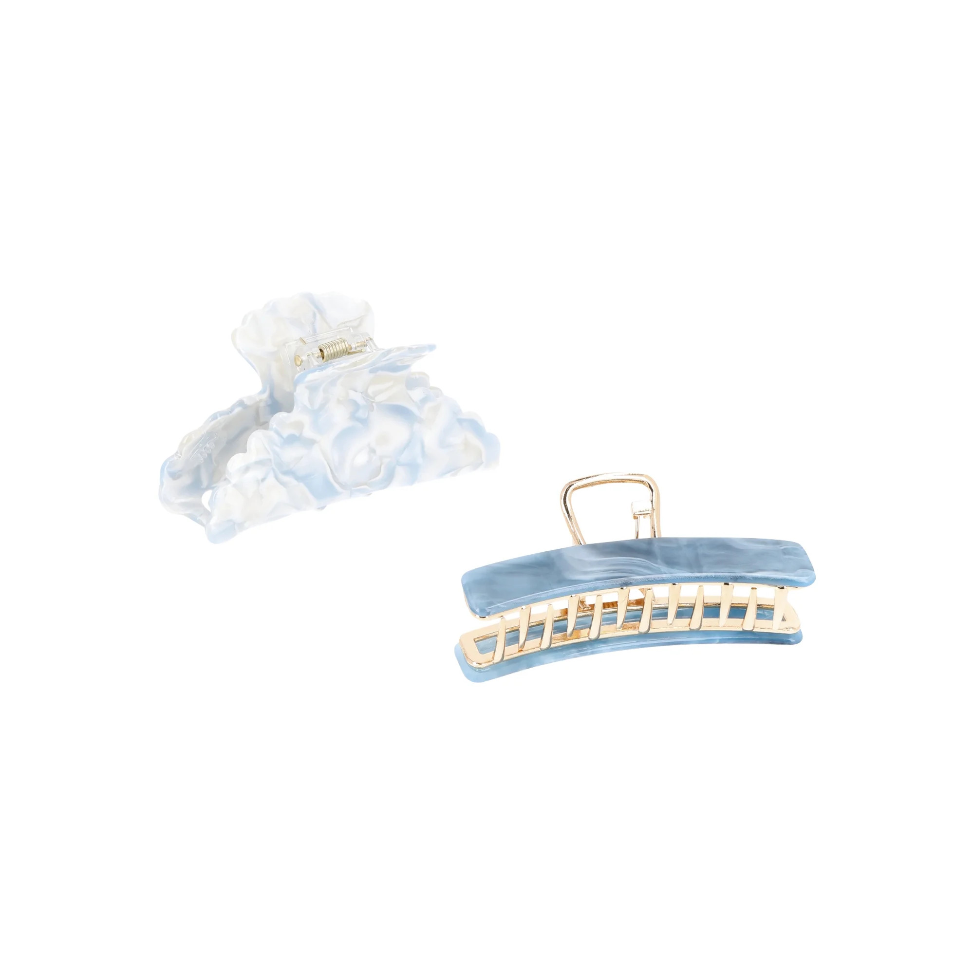 Time and Tru Scalloped Claw Clips, 2-Piece Set, Blue | Walmart (US)