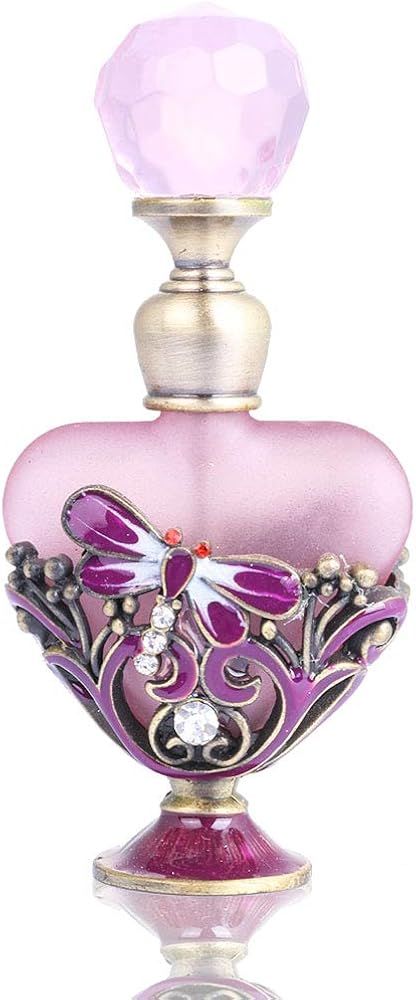 YU FENG Vintage Dragonfly Pewter and Glass Perfume Bottle with Diamand for Woman,Friends | Amazon (US)