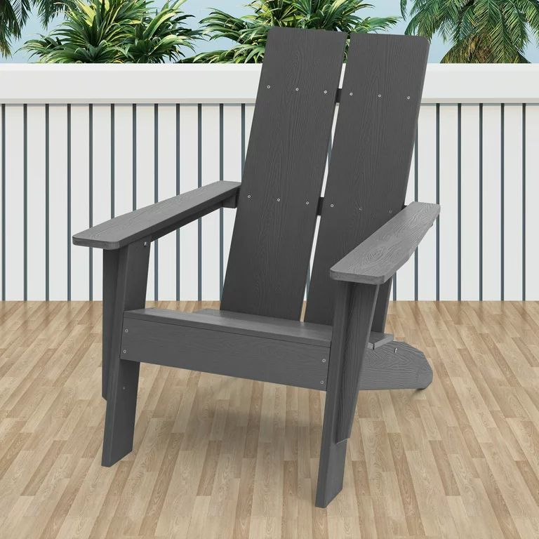 Sonerlic 1 Pack Outdoor Patio Adirondack Chair 300 Lbs for Deck,Garden and Balcony,Gray | Walmart (US)