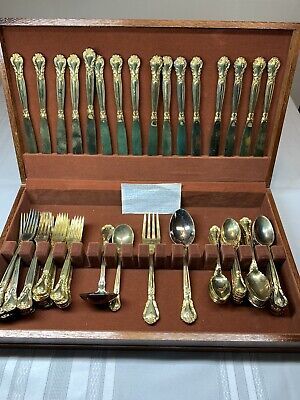 Godinger Silver Art Co. GRAND MASTER Gold Electroplate Silverware service for 16 | eBay US