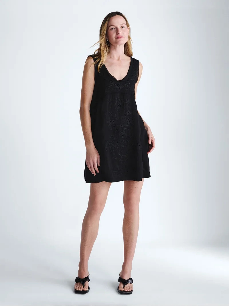 Scoop Women's and Women's Plus Embroidered Mini Dress, Sizes XS-4X | Walmart (US)