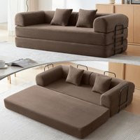79" Convertible Sofa Bed, Boneless Couch for Living Room (Brown) | Corduroy Cloud Loveseat Sleeper Couch, Modular Futon | AliExpress (US)