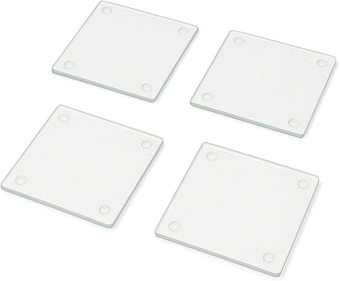 Creative Home Tempered Glass Coaster Set of 4 | 4” Square Textured Clear Drink Coasters with No... | Amazon (US)