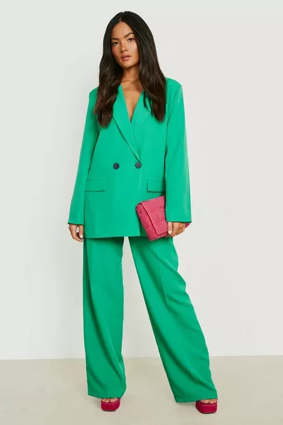Colour Pop Contrast Button Wide Leg Trousers | Boohoo.com (US & CA)