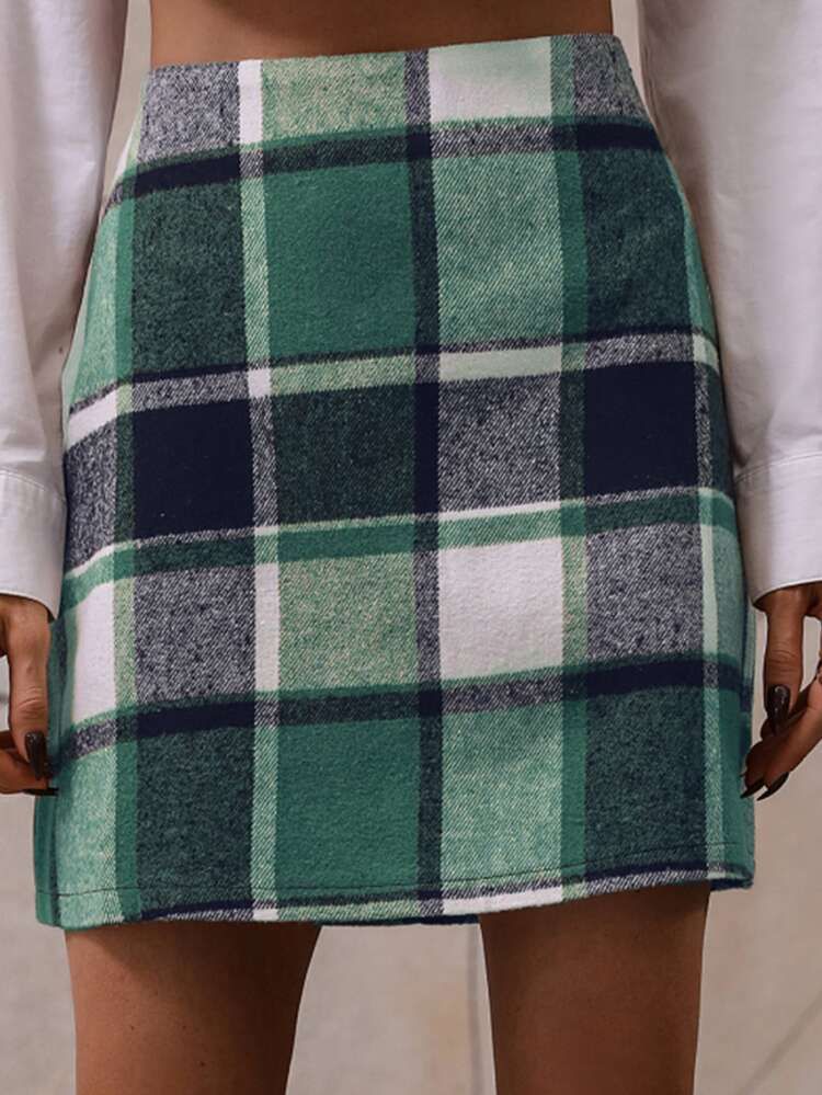 Plaid Straight Skirt | SHEIN