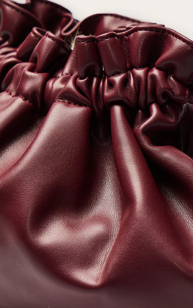 Burgundy Bead Ruched Pouch Clutch Bag | PrettyLittleThing UK