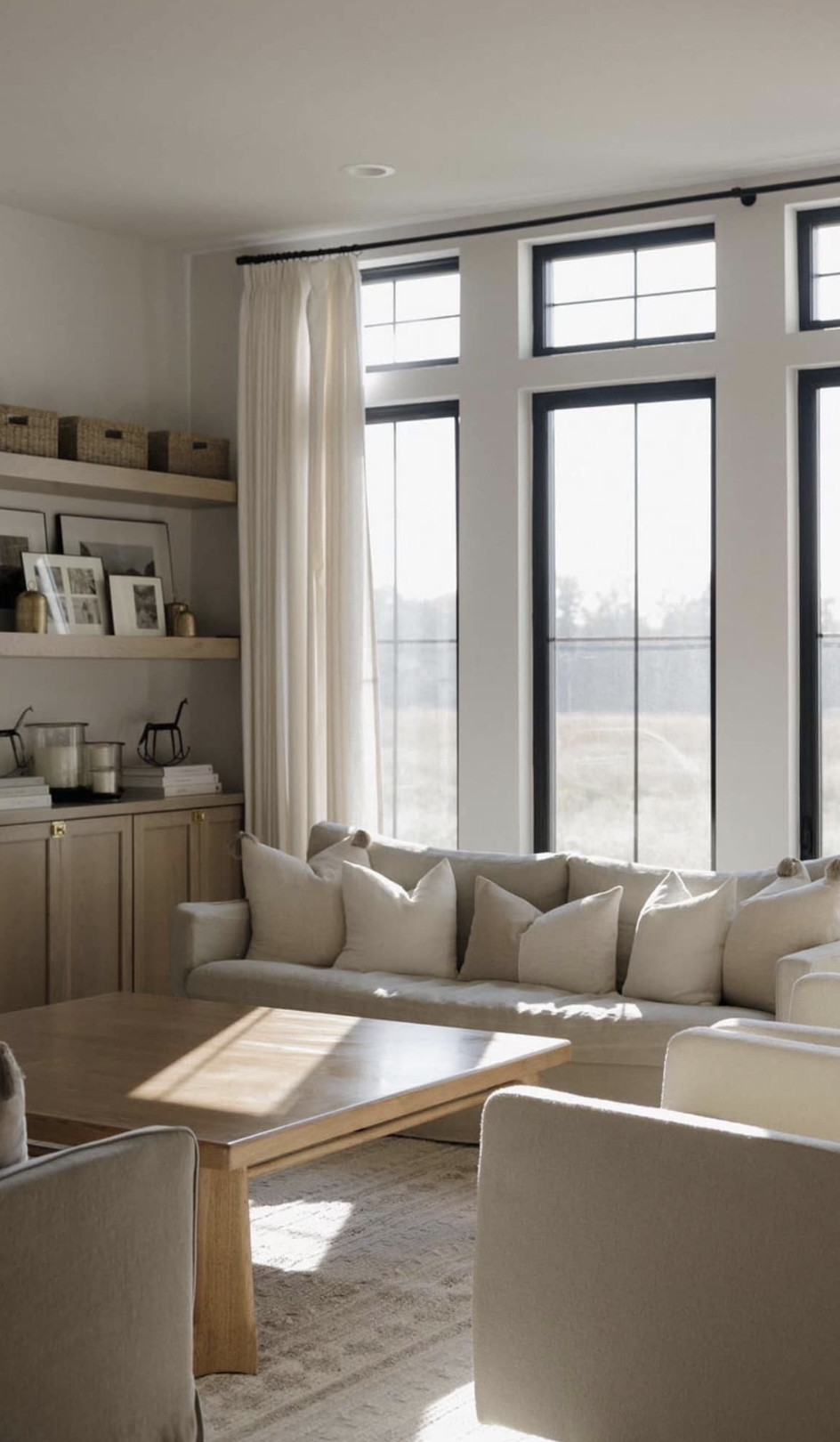 Shop everything in our living room! // Wall color: First Star by Sherwin Williams // Flooring: Coretec LVP in Springfield Oak // Cabinets: Custom by Countryside Cabinets in North Pier // Items Not Linked: Couches by Sixpenny in Jasmine Rice 

 #LTKHome