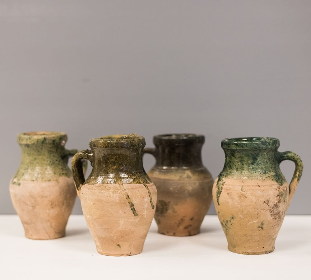 Found Antique Olive Amphora Vase, Green Glazed, Small 9.5&amp;quot; H | Pottery Barn (US)