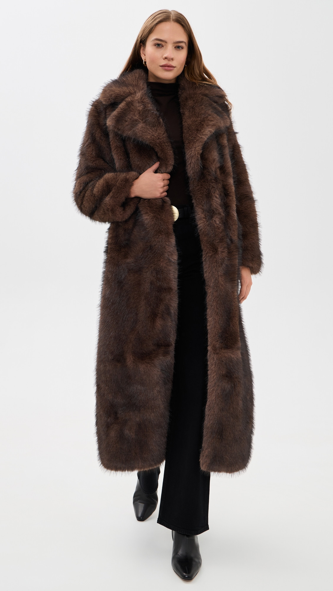 Apparis Gabrielle Sable Faux Fur Maxi Coat Fauve Multi S | Shopbop