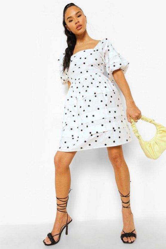 Polka Dot Square Neck Smock Dress | Boohoo.com (US & CA)