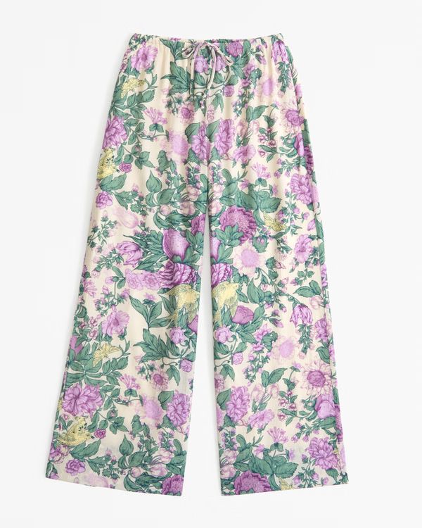 Crinkle Textured Pull-On Palazzo Pant | Abercrombie & Fitch (US)