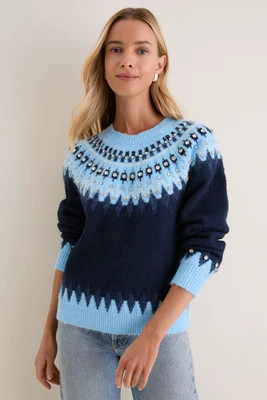Glacier Fair Isle Embellished Heather Sweater | Tuckernuck (US)