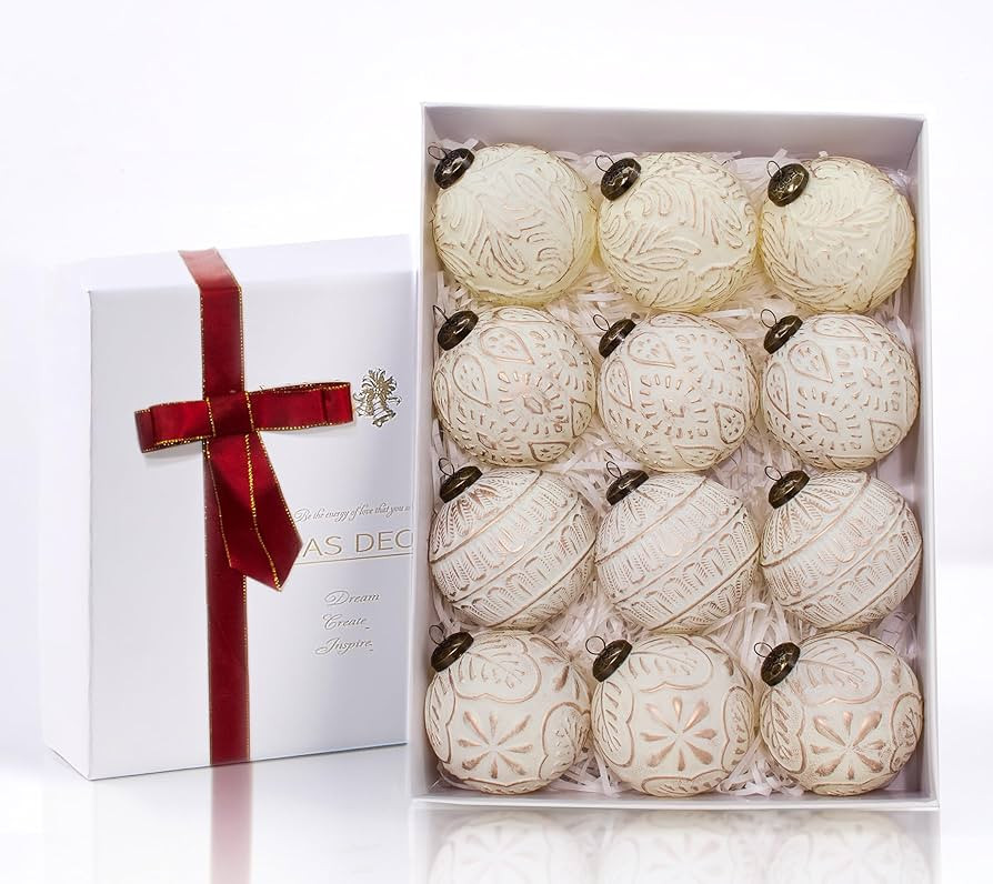 Christmas Ball Ornaments, 12PCS Rustic Christmas Tree Decorations, 3.15" Vintage Farmhouse Hangin... | Amazon (US)