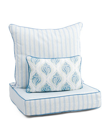 3pc Indoor Outdoor Oceana Conch Damask Deep Seat Cushion Set | TJ Maxx