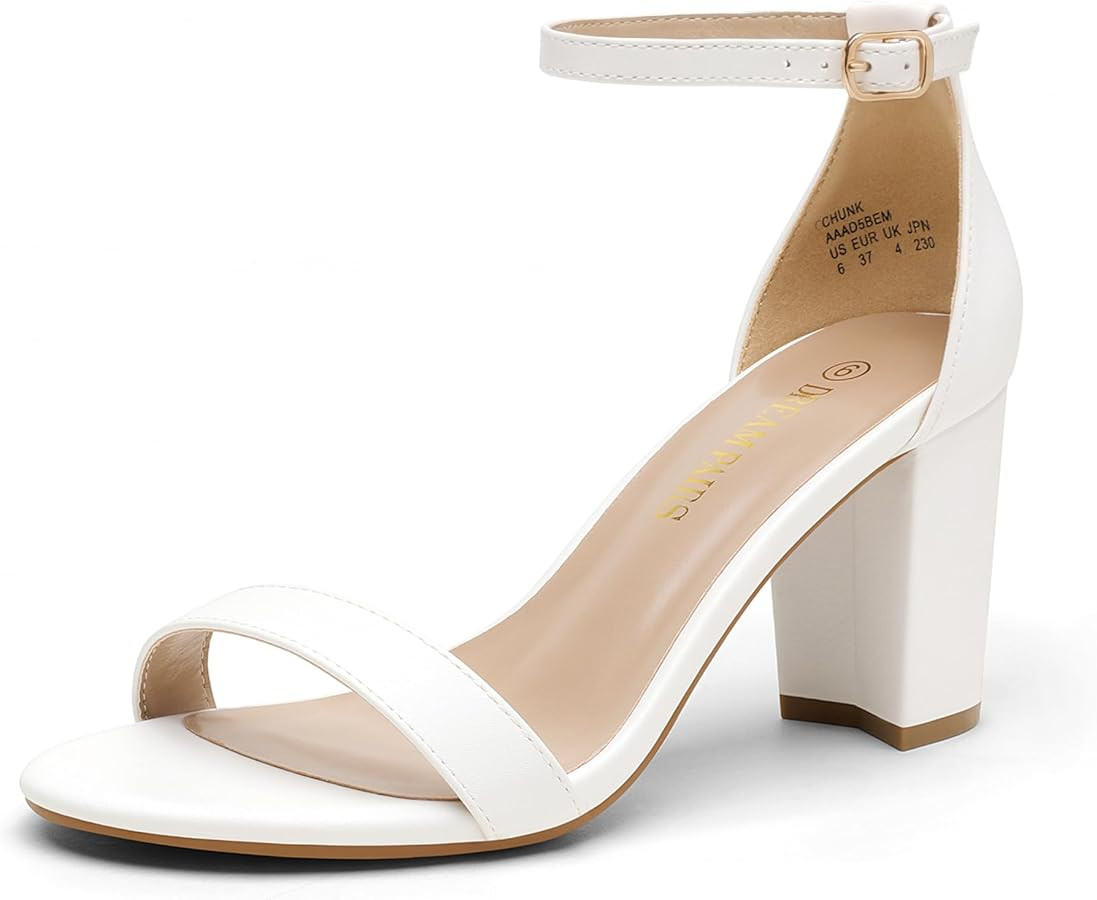 DREAM PAIRS Women's Chunk Low Heel Pump Sandals | Amazon (US)