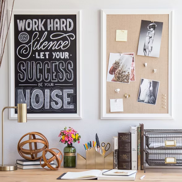 U Brands 20"x30" Burlap Bulletin Board White Wood Frame | Target