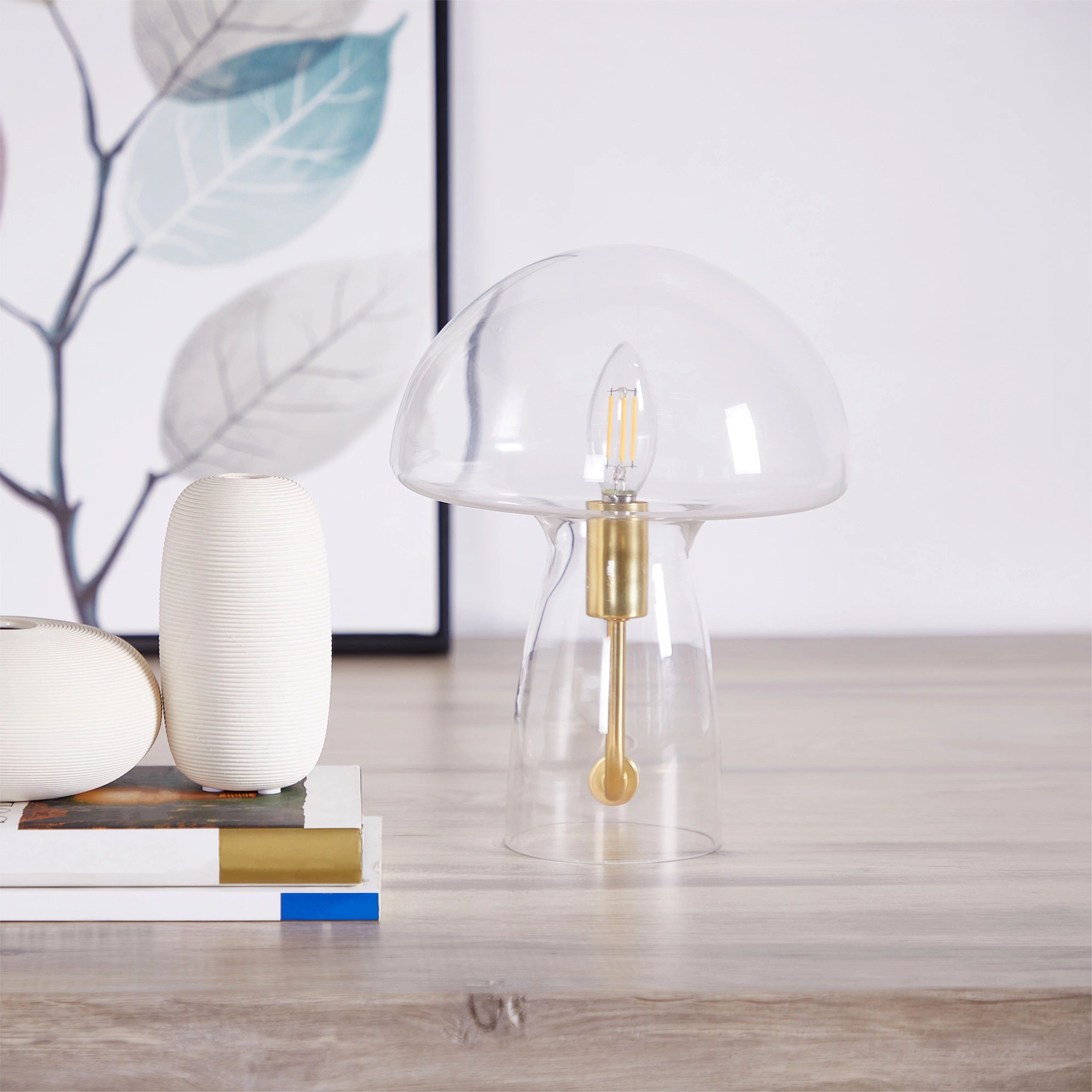 Urban Shop Novelty Glass Mushroom Lamp, Clear, 12" H, Plug-in | Walmart (US)