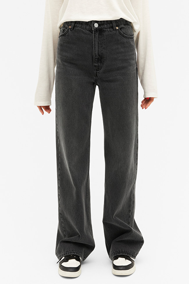 Yoko high waist wide washed black jeans | Monki