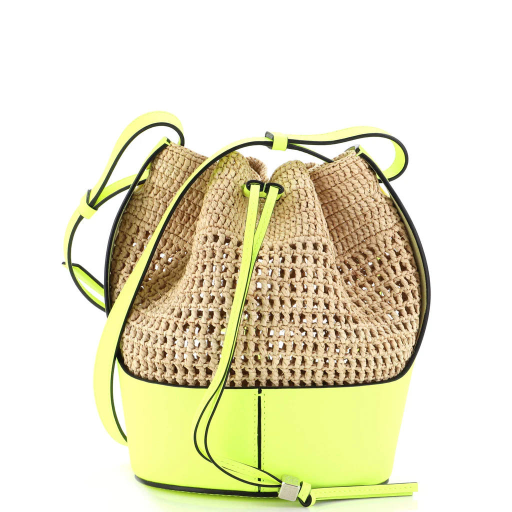 Balloon Bucket Bag Raffia and Leather Small | Rebag