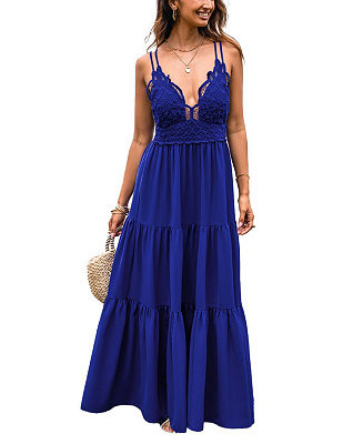 Women's Romantic Stroll Blue Maxi Beach Dress | Macy's