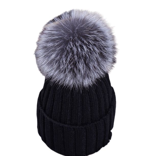 Lookwoild Ladies Warm Winter Beanie Large Faux Fur Pom Pom Bobble Hat Knitted Ski Cap | Walmart (US)