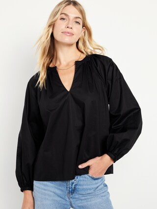 Long-Sleeve Split-Neck Top | Old Navy (US)