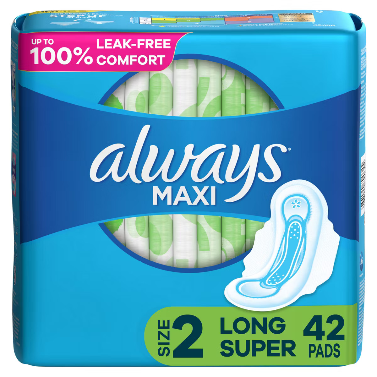 Always Maxi Pads Long Super Absorbency Unscented with Wings - Size 2 - 42ct | Target