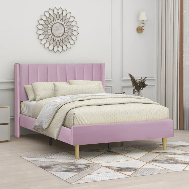 Wade Logan® Eriksay Low Profile Upholstered Platform Bed with Wingback Headboard & Reviews | Way... | Wayfair North America