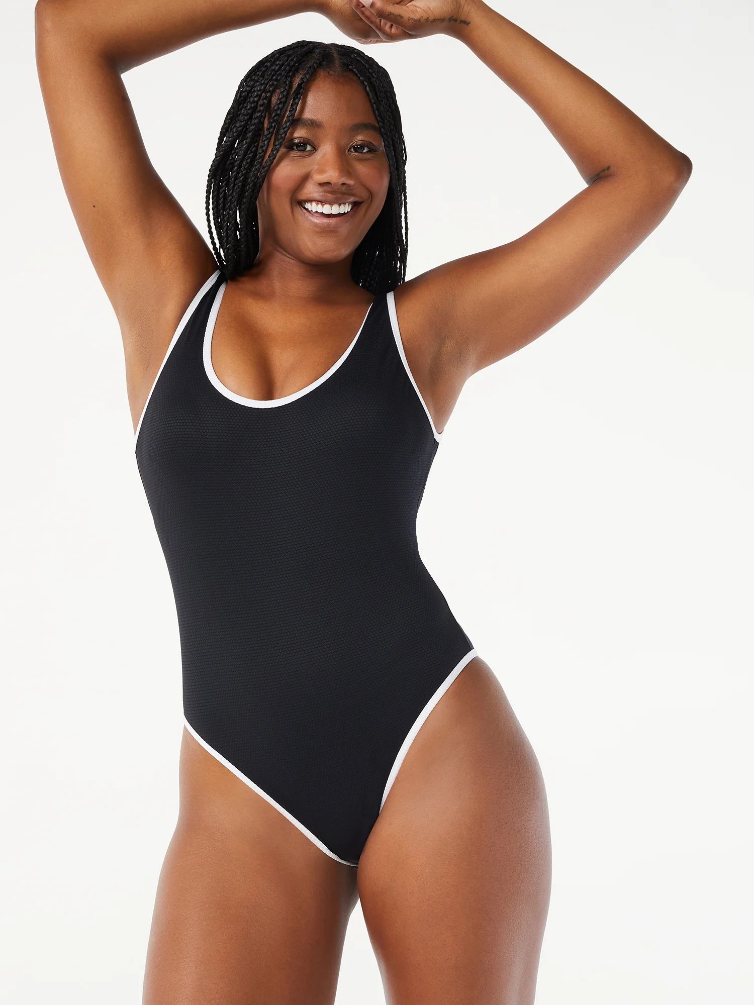Love & Sports Women's Textured One-Piece Swimsuit - Walmart.com | Walmart (US)