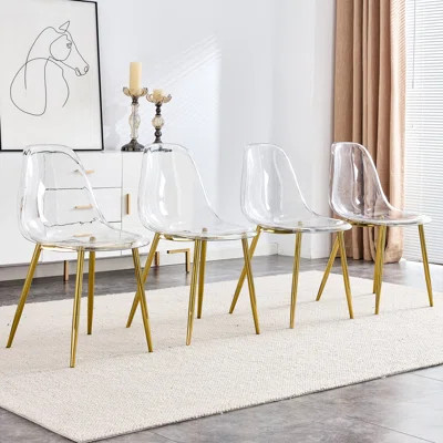 Modern Simple Transparent Dining Chair Chair Armless Crystal Chair Nordic Creative Makeup Stool Negotiation Chair Set Of 4 And Plating | Wayfair North America