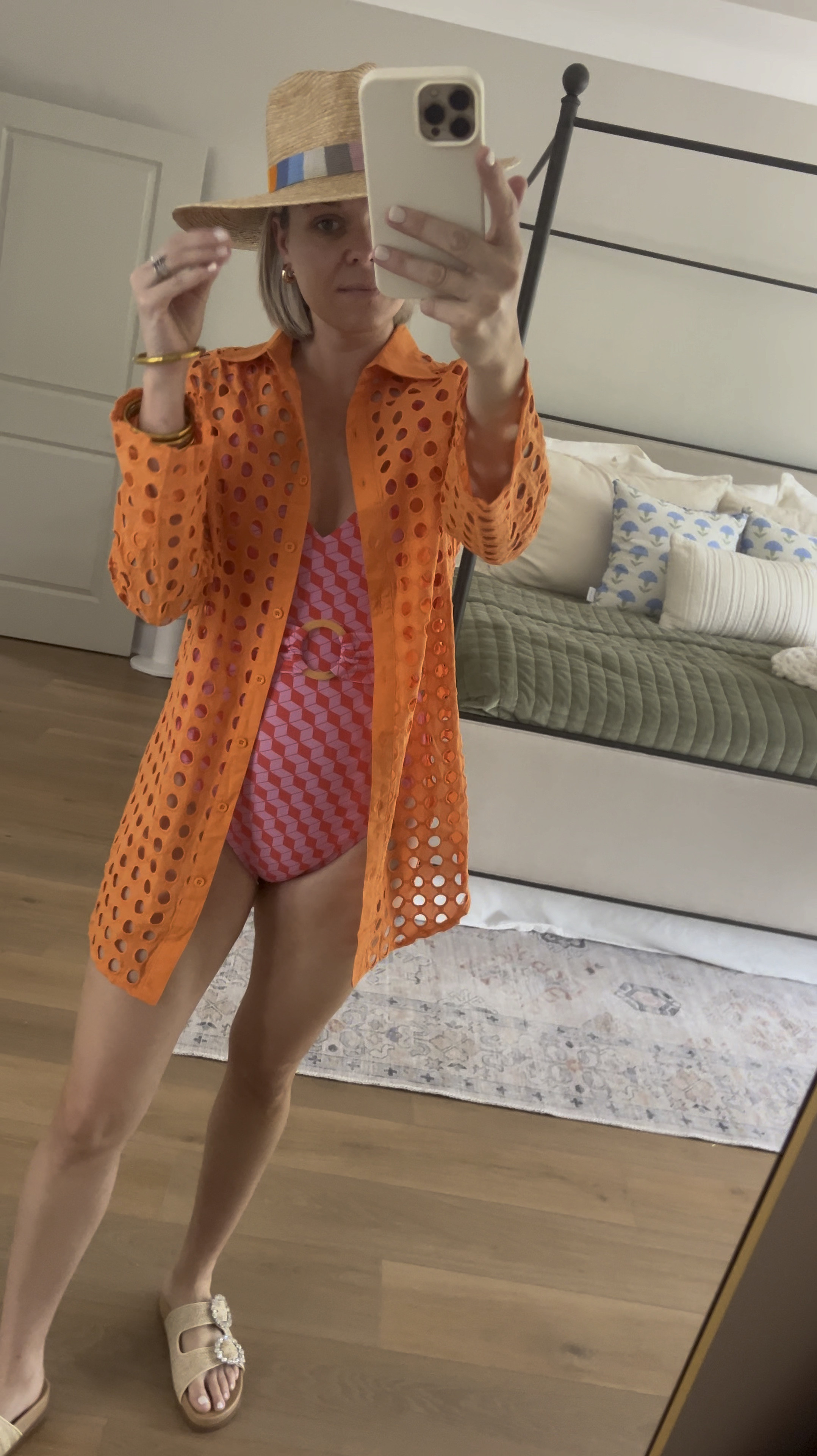 TJ Maxx finds! Loving this Jessica Simpson swimsuit and this fun coverup. I’m wearing a small in both. Wearing my favorite Sunshine Tienda hat! I couldn’t find links online but check out your local TJ Maxx. 

#LTKstyletip #LTKswim #LTKVideo