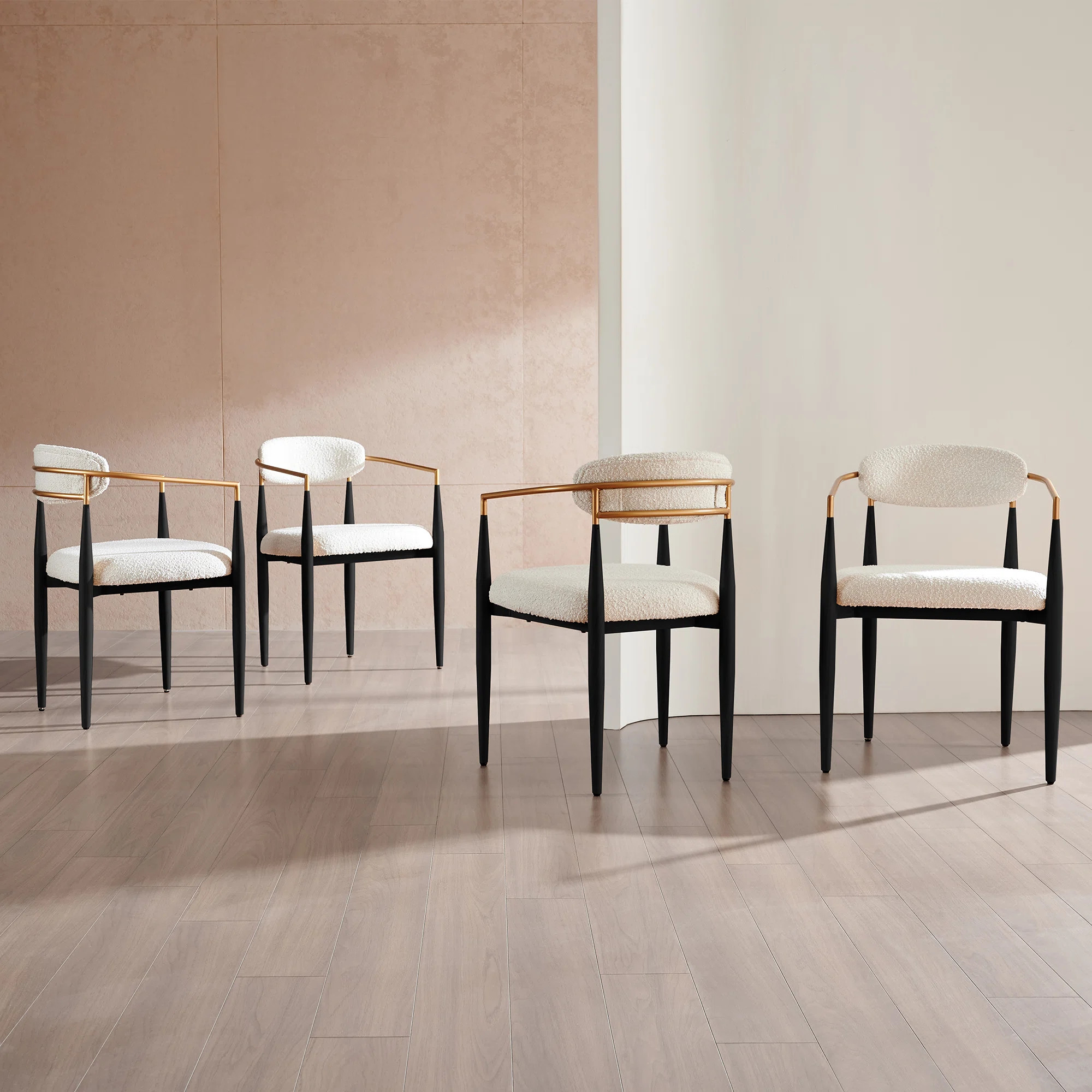 Ackley Modern Upholstered Dining Chair, Boucle Accent ArmChair (Set of 4) | Wayfair North America